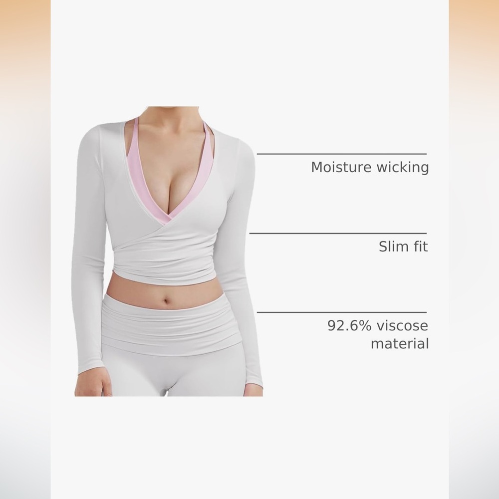 White Long Sleeve Wrap Pilates Viscose Top